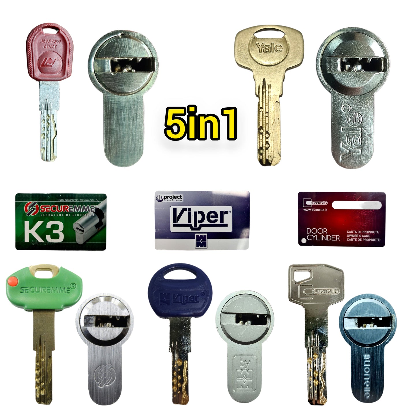 6en1 Securemme K3/Buonelle/Master Lock/Mottura Viper/Yale