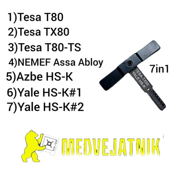 Autoinpresión 7en1 Tesa T80, TX80, T80-TE, Nemef, Azbe HS-K, Yale HS-K#1 (HS-K#2)